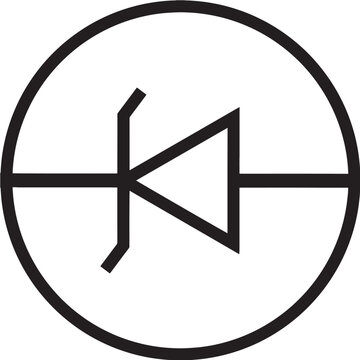 Zener diode reverse biased circuit icon in circle solid style