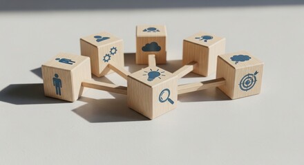 Obraz premium Building blocks representing interconnected digital and business concepts