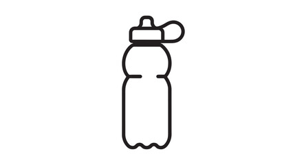 Obraz premium Water Bottle Line Drawing - Minimalist Hydration Icon Black White Schematic Illustration