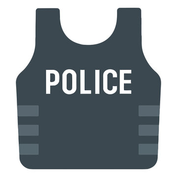 Dark gray police bulletproof vest with white text body armor