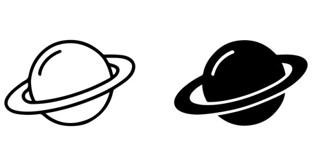 Saturn planet silhouettes with rings space © Sefat