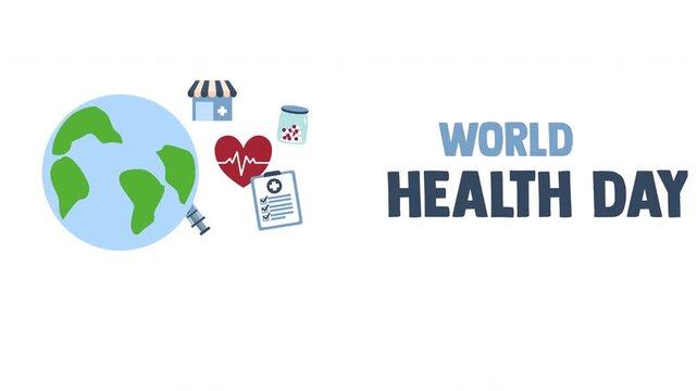 World health day motion video 4k. Animation of celebrating world health day