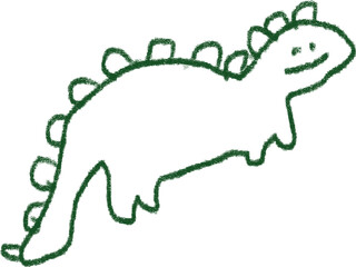 Cute dinosaur line drawing illustration, hand drawn prehistoric animal doodle © susugyeongdan