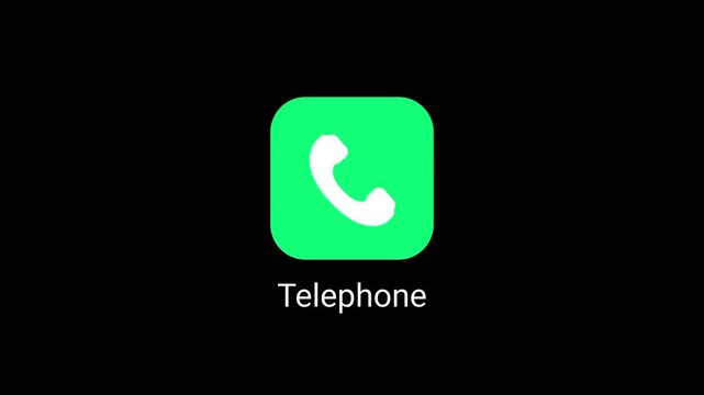 A black background app icon displaying the default green telephone receiver symbol labeled Telephone representing a native phone calling application
