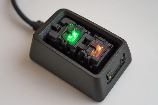 Dual mechanical keyboard switch tester with illuminated green and orange lights