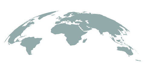 Naklejka premium Curved world map silhouette design showing half blue Earth globe with continents including Africa, Asia, America, Europe and Australia, global business and travel themed vector infographic for 