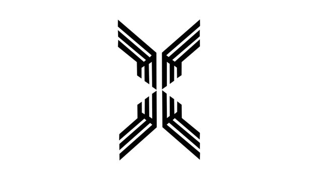 A modern abstract letter "Y" logo featuring a symmetrical wing-inspired geometric line design. The clean and minimal style with sharp angles and parallel lines gives a futuristic and professional look