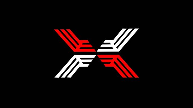 A modern and minimal abstract letter "X" logo created with clean geometric line elements. The symmetrical design features sharp angles and parallel lines, giving it a futuristic and professional look.