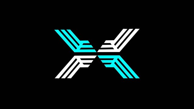 A modern and minimal abstract letter "X" logo created with clean geometric line elements. The symmetrical design features sharp angles and parallel lines, giving it a futuristic and professional look.