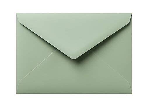 A green envelope with a flap on top isolated on white background