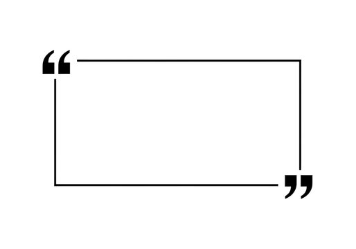 A simple black quotation mark box on a white background isolated on white background
