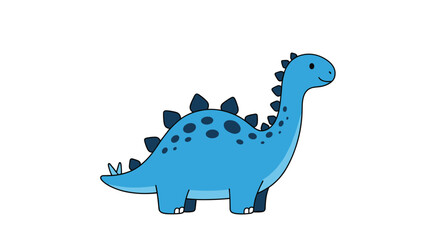 Naklejka premium Friendly blue stegosaurus dinosaur with dark plates along its back is shown in a cute cartoon style for children and prehistoric themes.