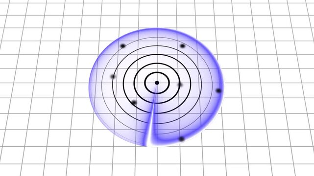Blue Radar Screen with Pulsing Scan Line and White Grid Background with Navigation System