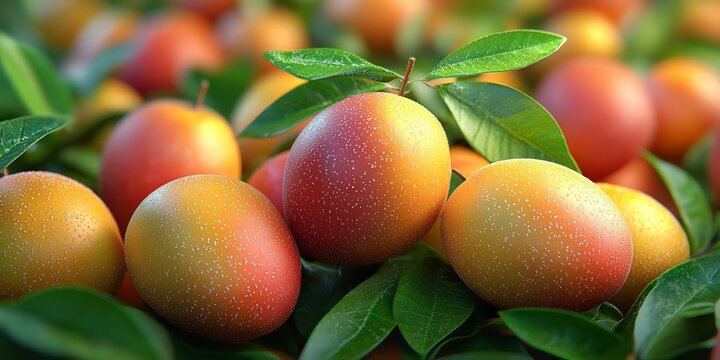 Vibrant Ripe Mangoes Displayed Beautifully, Showcasing Their Sweetness and Luscious Texture.