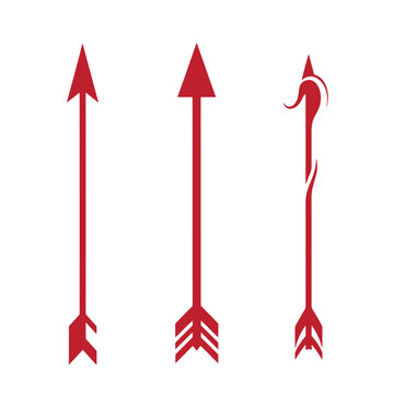 Red arrow on white background, three different red arrows arrow white background, red color arrowheads