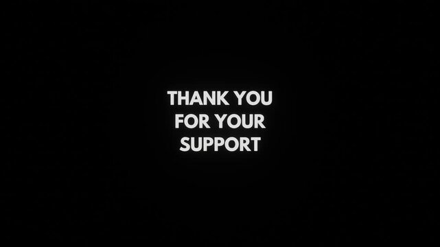 Thank you for your support neon sign with vertical purple lines on dark background