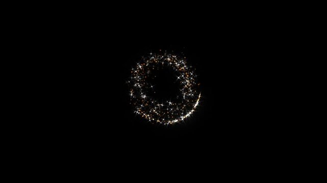 Golden and white glitter sparkle on black background, swirling glitter magic abstract, golden sparkling dust effects, sparkling light shines and sparkling particles, glowing glitter trail sparkles. 4k
