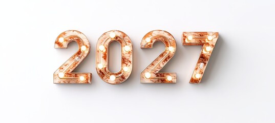 Naklejka premium Elegant Countdown to 2027 with Shiny Metallic Vintage Elements and Modern Isolated Numerals