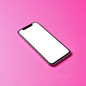 a sleek white iPhone lying flat on a soft pink background, screen facing up, creating a clean, modern, minimalist aesthetic
