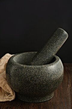 Chinese medicine mortar, made of bluestone texture, traditionally hand ground
