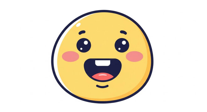 Cute cartoon yellow smiley face with missing tooth and rosy cheeks.