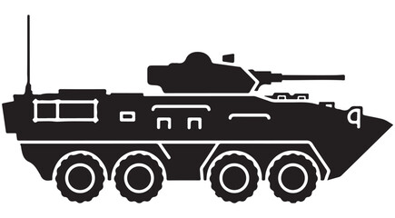 Armored personnel carrier silhouette vector illustration for military defense and combat vehicle icon © mbg