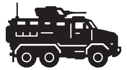 Military armored vehicle silhouette vector icon of a tactical infantry fighting vehicle with turret © mbg