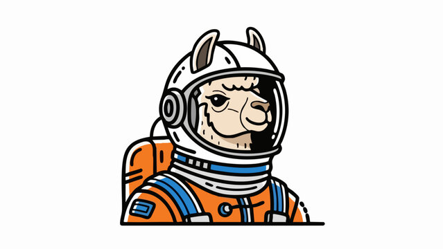 Cute cartoon llama wearing a space astronaut suit.