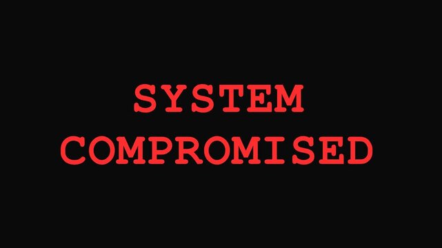 Cybersecurity Data Breach Animation with Command Line Interface and System Compromised Warning Screen