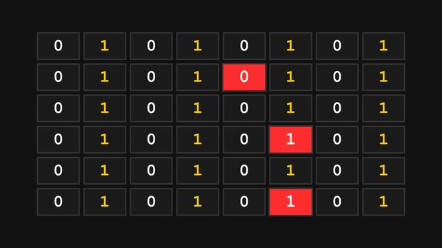 Binary Data System Error and Glitch Background for Cybersecurity and Programming Concepts