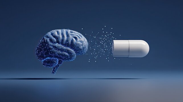 Brain-capsule connections, psychotropic drugs for mental health treatment, artificial intelligence applications in healthcare, and central nervous system medical research and drug development.