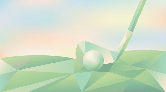 Golf Club and Ball Geometric Low Poly Art.