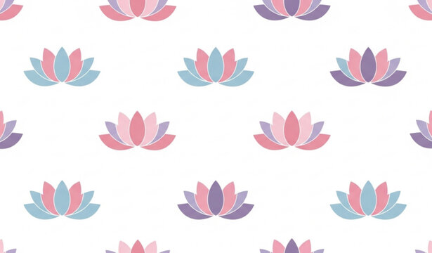 Stylized lotus flower seamless pattern in soft pastel flat design for fabric textile and wrapping paper