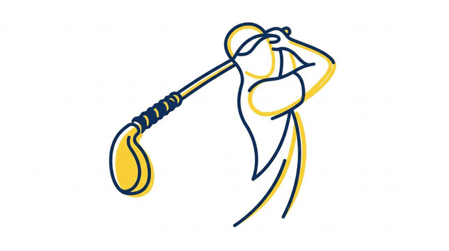 Golfer swinging club with focus and determination.