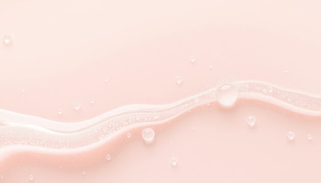 Smooth Liquid Droplets Flowing on Soft Pink Surface Perfect for Skincare Product Promotions and Wellness Presentations