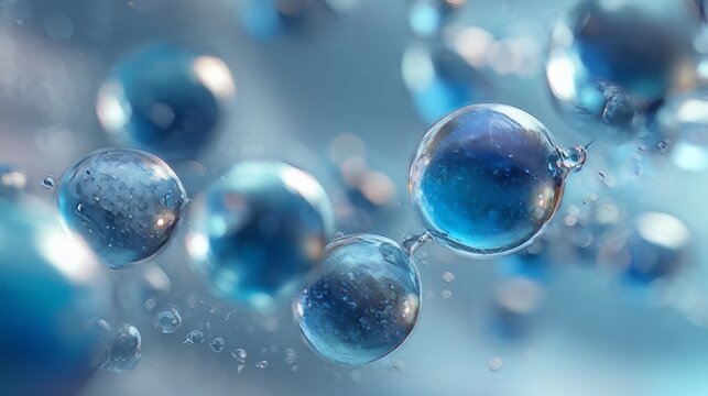 Scientific illustration of molecular structure of water molecules. 