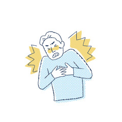 急な胸の痛みで苦しむシニア男性 © hisa-nishiya