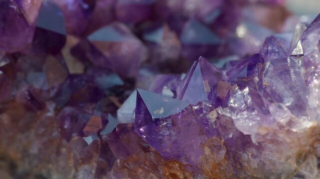 A macro of a purple amethyst druse