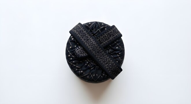 Traditional Indonesian Black Peci (Kopiah) Isolated on White Background &ndash; Muslim Cap Product Photo