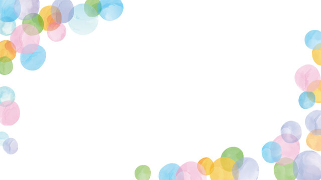 水彩風 優しいパステルカラーのふわふわドットフレーム Happy Series:Watercolor-style, soft pastel-colored fluffy dot frame