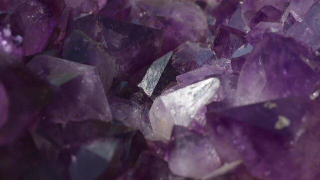 A macro of a purple amethyst druse