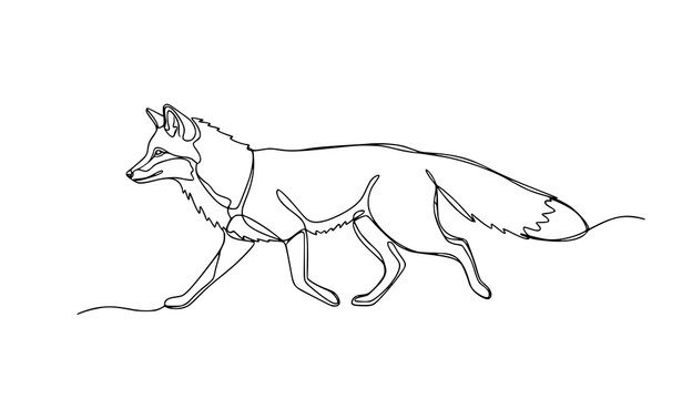 Running fox continuous line art vector minimalist outline animal motion sketch modern design