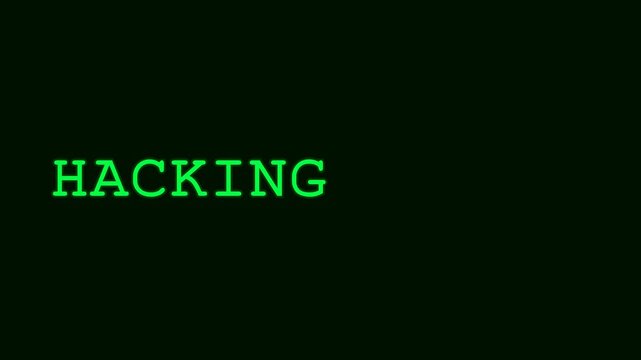 Cyber Security Data Breach Hacking System Text Typing on Digital Computer Screen Terminal Background