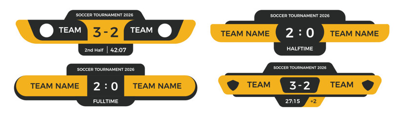 Fototapeta premium Set of soccer scoreboard collection in flat modern design style.