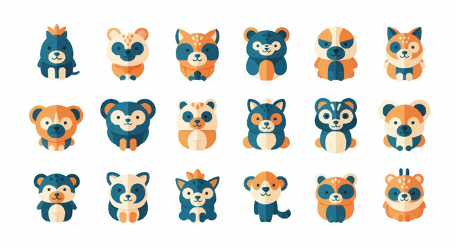 Collection of cartoon animal faces.