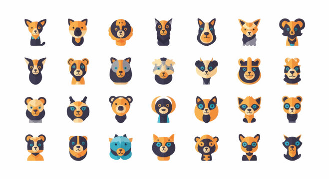 Collection of animal face icons.