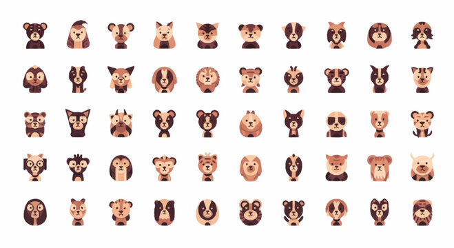 Collection of various animal face icons.