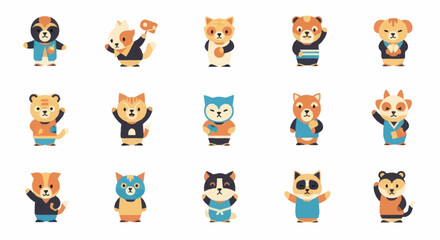 Cartoon animals in various poses. © Joko