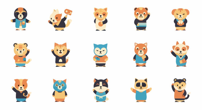 Cartoon animals in various poses.