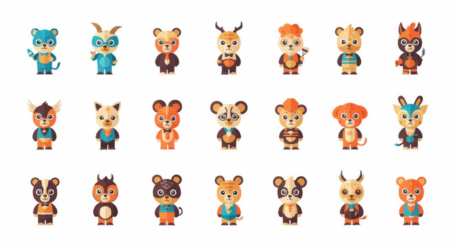 Collection of cartoon animal characters.